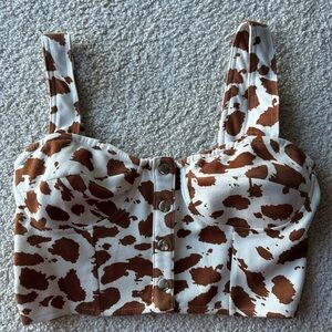Altar’d State Cow Print Crop Top with Straps – Size Small